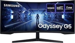 Samsung Odyssey G5 34" 165Hz Curved Gaming Monitor, 1ms, 1440p WQHD, HDR10, HDMI
