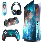 playvital Galaxy Rift Full Set Skin Decal for ps5 Console Disc Edition,Sticker Vinyl Decal Cover for ps5 Controller & Charging Station & Headset & Media Remote