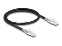 Delock - Nätverkskabel - Rj-45 (Hane) Till Rj-45 (P) - 50 Cm - 6 Mm - S/Ftp - Cat 6A - Halogenfri, Hakfri - Svart