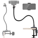Tencro [Two-way] Webcam Stand Phone Holder 27" Adjustable Gooseneck Desktop Camera Desk Guard Clamp Mount for All Cellphones, Logitech Webcam C925e C922 C930e C930 C920 C615, Etc. (1/4" Threaded)