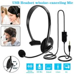 Unilateral Earphones Head-mounted Single-ear Headset Headphones Mic for Call PC