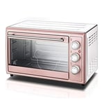 HUAQINEI Electric oven,Mini Oven 30L 1600w Cooking Household Multi-Function Countertop Electric Oven with Grilled Net Baking Tray Crumb Tray and Tray Holder,Pink