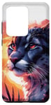 Galaxy S20 Ultra Cool black cougar sunset mountain lion puma animal anime art Case