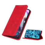 BRAND SET Case for iPhone 12 Wallet Case Flip Cover PU leather+TPU Material Protective Cover with Bracket Function Card Slot/Invisible Magnetic Buckle Shockproof Case(Red)