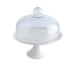 Pastry storage tray Cake Display Stand, Ceramic Pastry Fruit Tray with Wavy Edges Glass Dust Dome Home Pastry Sushi Preservation Cover Dried fruit tasting plate