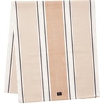Striped Organic Cotton Rib Löpare Vit/Beige, 50x350 cm