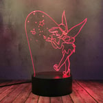 Novelty Cartoon Anime Cute Fairy Game 3D Night Light Tinker Bell Princess Stars Image Lamp LED Colorful Shine Bedroom Desk Lamp for Girl Kid Birthday Party Atmosphere Decor Portable Gift Supply