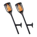 Solar Torch Lights – Weather & Waterproof Torch Lights – Solar & USB Powered Outdoor Torch Lights – Flickering Flame Torch Lights for Your Patio, Garden, & Walkway - Set of 2 Solar Torches