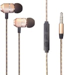 Nokia 5.4 - Earphones In-Ear Headphones Earbuds with 3.5mm Jack [Remote & Microphone] Noise Isolating, High Definition For Nokia 5.4 (GOLD)