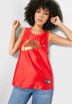 WOMENS NIKE ICON CLASH GLAM DUNK TANK TOP SIZE S (BV3038 657) RED / GOLD