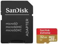 SanDisk Extreme Carte mémoire microSDHC UHS-I Classe 10 32Go 45 Mo/s avec adaptateur +emballage de détail