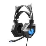Casque de jeu filaire a oreille de chat a Led professionnel avec micro pour PS4 PS5 Xbox Ordinateur PC Gaming Headset HD Mic Avec Mute Key-cat ear bleu sans boîte