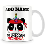 Karate Mug Personalised Gift - 5% Unicorn 95% Ninja