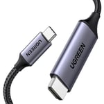 UGREEN Câble USB C vers HDMI 4K 60Hz 18Gbps Compatible avec Macbook M3 M2 M1 iPad Pro Air iPhone 16 Plus Pro Max 15 Galaxy S24 S23 S22 Adaptateur Thunderbolt 4 3 Type C HDMI2.0 (2M)