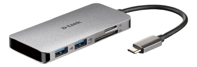 D-Link DUB-M610, 6-in-1 USB-C hub till HDMI/USB-C PD 100W/2xUSB-A, kortläsare SD/MicroSD