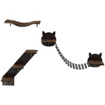 3-Piece Wall-Mounted Cat Shelves Jumping Platforms, Ladders - Brown