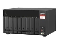 Qnap 8-bay nas amd ryzen embedded v1500b 2.2ghz 8gb 8xsata 6gb/s bays 2xm.2 nvme pcie gen3 ssd slots 2x2.5gbe lan optional 10gbe