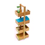 Relaxdays Étagère de salle de bain en bambou avec poignée cuisine panier de douche HxLxP : 75 x 25 x 15 cm avec 4 compartiments, nature, Bois