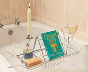 Adjustable Bath Rack Book Stand Bathtub Bridge Shelf Tray Glass Holder