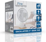 FINE ELEMENTS OSCILLATING 9 INCH DESK FAN WITH 2 SPEED SETTINGS PORTABLE