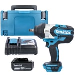 Makita DTW1002 18V Brushless Impact Wrench With 1 x 5.0Ah Battery, Charger, Case