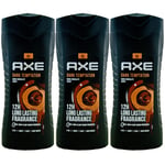Axe Shower Gel Dark Temptation 3 X 400ml Body Face & Hair Dark Chocolate