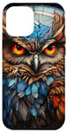 Coque pour iPhone 14 Plus Vitrail bleu nuit oiseau gardien zoo animal art