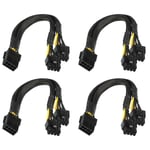PCIE Splitter Cable 8 Pin to Dual 8 Pin (6+2) Male PCIE Power Cable 220mm, 4pcs