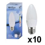 10 Pack E27 White Thermal Plastic Candle LED 4W Cool White 6500K 400lm Light Bulb