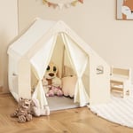6-in-1 Kids Playhouse Wooden Indoor Large Play Tent Toddler Montessori Playhouse