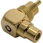 Oehlbach Sound-AD 90 Angled Adaptor RCA 90° (Angled Plug to RCA Coupling) 24 Carat Gold-Plated High Contact Safety Pack of 2