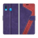 MOBESV Samsung Galaxy A40 Case, Phone Case For Samsung Galaxy A40, Samsung Galaxy A40 Phone Cover, Flip Wallet Case for Samsung Galaxy A40 Phone Case, Violet/Red