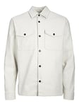 JACK & JONES Men's Jprroy Solid Overshirt L/S Sn Casual Shirt, White Melange, M