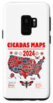 Coque pour Galaxy S9 Cartes Cicada 2024 BROOD XIX, XIII The Cicada Reunion U.S 2024