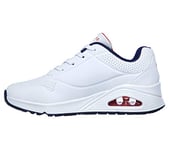 Skechers Women's Uno Stand on Air Sneaker, White Navy Red, 6.5 UK
