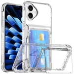 iPhone 16 Plus Transparent skal med korthållare Transparent