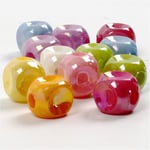Creativ Fyrkantiga Pärlor i Regnbågsfärger - 10 mm 60 gram