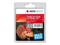 Agfaphoto - 5-Pack - Svart, Gul, Cyan, Magenta - Kompatibel - Bläckpatron (Alternativ För: Canon Cli-526Bk, Canon Cli-526C, Canon Cli-526M, Canon Cli-526Y, Canon Pgi-525Bk) - För Canon Pixma Ip4950, Ix6550, Mg5350, Mg6250, Mg8150, Mg8250, Mx715, Mx8