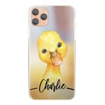 Personalised Phone Case For Apple iPhone 5c, Initials/Name on Yellow Ducking Print Hard Phone Cover