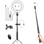 Venidice 10'' inch LED Ring Light for Camera and Phone, Desktop Selfie Circle Light with Tripod stand and phone holders for iPhone, Android, Streaming, Make Up, Photography, Vlogging, Youtube Video