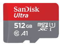 SanDisk Ultra - Carte mémoire flash (adaptateur microSDXC vers SD inclus(e)) - 512 Go - A1 / UHS Class 1 / Class10 - microSDXC UHS-I