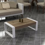 Azura Home Design - Table basse retro 90 cm blanc-chêne - Blanc