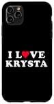 Coque pour iPhone 11 Pro Max J'aime Krysta, nom correspondant à la petite amie et au petit ami Krysta