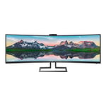 MMD-MONITORS & DISPLAYS Philips Brilliance P-line 499P9H - Écran LED incurvé 49" (48.8" visualisable) 5120 x 1440 Dual Quad HD @ 60 Hz VA 450 cd/m² 3000:1 DisplayHDR 400 5 ms 2xHDMI, DisplayPort, USB-C haut-parleurs noir texturé