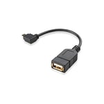conecto câble OTG, Prise Micro USB vers Prise USB-A, plaqué Or, 90°, 10cm, Noir