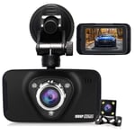 Dual Dash Cam Front and Rear Camera HQBKING 1080P Front Car Camera with 170° Front 4X Zoom G-Sensor Night Vision Loop Recording Parking Monitor 2.7 inch LCD, Support 64GB Max. with FREE DASH CAM MOUNT