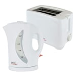 White 1.7 Litre Electric Cordless Jug Kettle and 2 Slice Extra Wide Slot Cool Touch Toaster Set