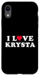 Coque pour iPhone XR J'aime Krysta, nom correspondant à la petite amie et au petit ami Krysta