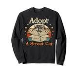 Vintage Adopt A Street Cat Funny Opossum Raccoon Humor Sweatshirt