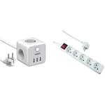 TESSAN Multiprise USB Cube avec 3 Prises und 3 Ports USB, Multiprises Electrique avec Interrupteur, 1.5 m, Blanc & Expert Line - Multiprise électrique 5 Prises - 5P / 16A / 3G1mm² - Blanc
